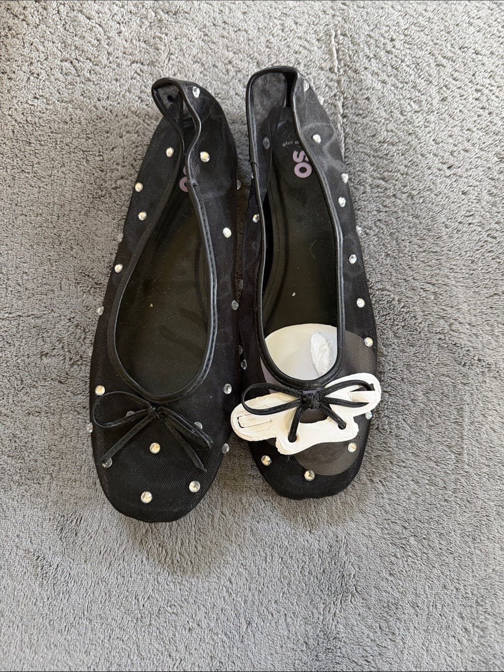 Black Studded Ballet Flats - Women's Slip-On